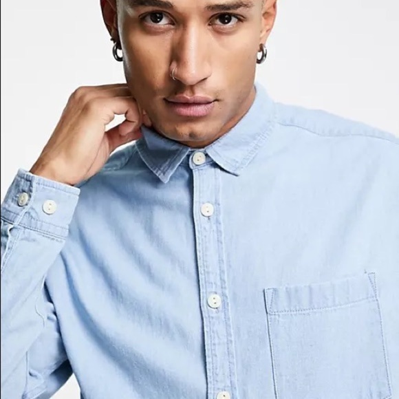 90s oversized denim, shirt vintage light wash - Picture 4 of 5